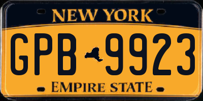 NY license plate GPB9923