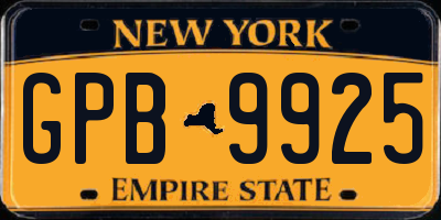 NY license plate GPB9925