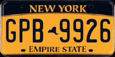 NY license plate GPB9926