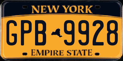 NY license plate GPB9928
