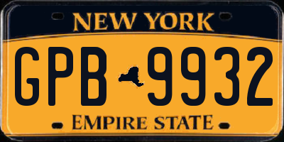 NY license plate GPB9932