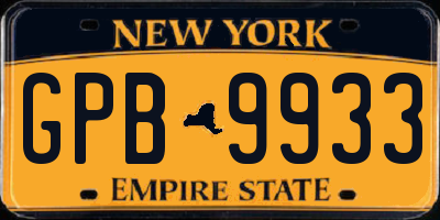 NY license plate GPB9933