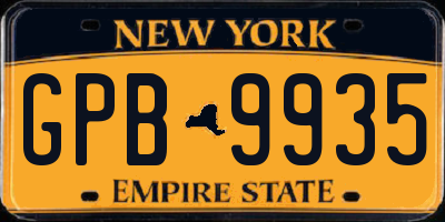 NY license plate GPB9935