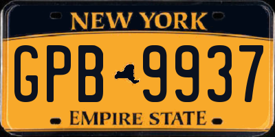NY license plate GPB9937
