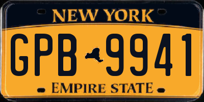 NY license plate GPB9941