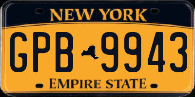 NY license plate GPB9943