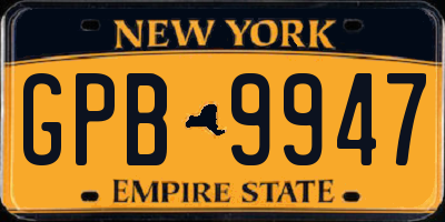 NY license plate GPB9947