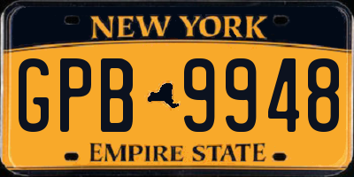 NY license plate GPB9948