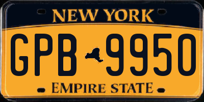 NY license plate GPB9950