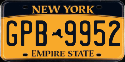 NY license plate GPB9952