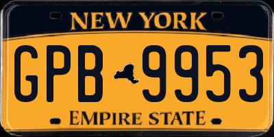 NY license plate GPB9953