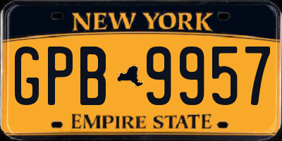 NY license plate GPB9957