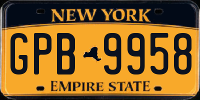 NY license plate GPB9958