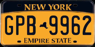 NY license plate GPB9962