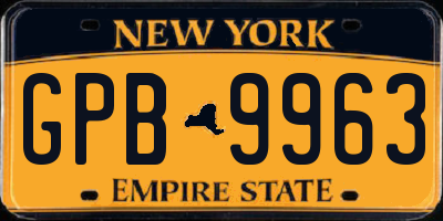 NY license plate GPB9963