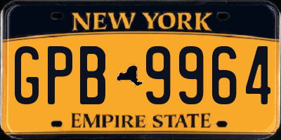 NY license plate GPB9964