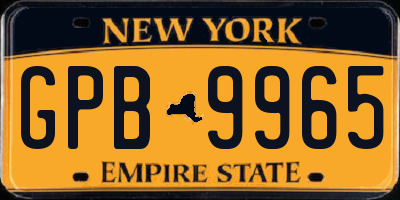 NY license plate GPB9965