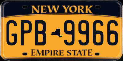 NY license plate GPB9966