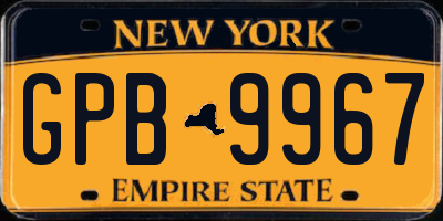 NY license plate GPB9967