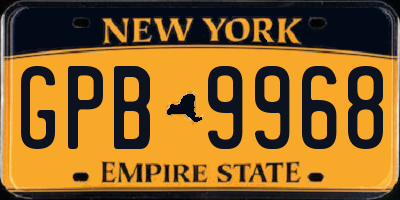 NY license plate GPB9968