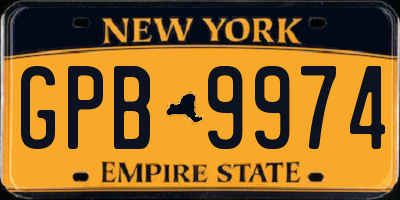 NY license plate GPB9974