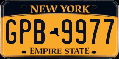 NY license plate GPB9977