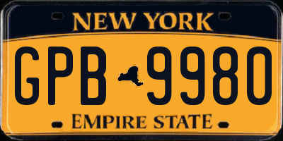 NY license plate GPB9980