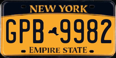 NY license plate GPB9982