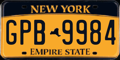 NY license plate GPB9984