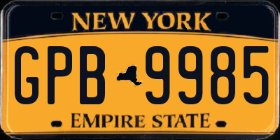 NY license plate GPB9985