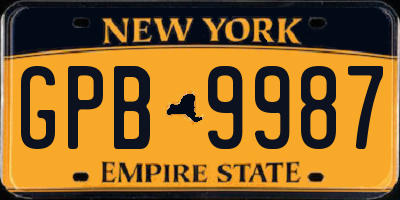 NY license plate GPB9987