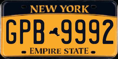 NY license plate GPB9992