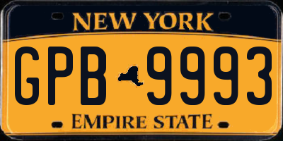 NY license plate GPB9993