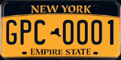 NY license plate GPC0001