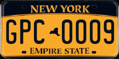 NY license plate GPC0009