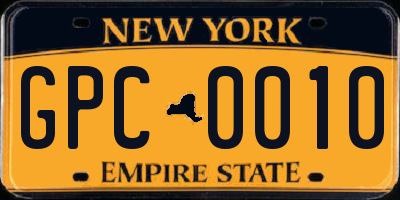 NY license plate GPC0010