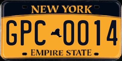 NY license plate GPC0014