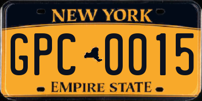 NY license plate GPC0015