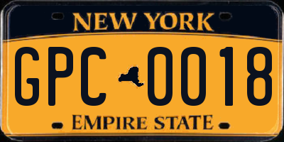 NY license plate GPC0018