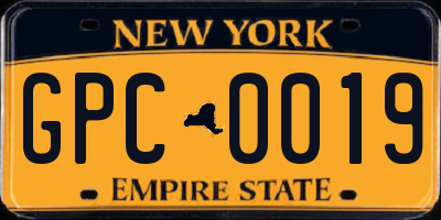 NY license plate GPC0019