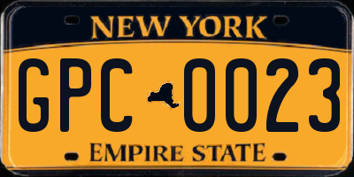 NY license plate GPC0023