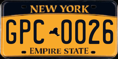 NY license plate GPC0026