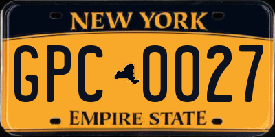 NY license plate GPC0027