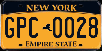 NY license plate GPC0028