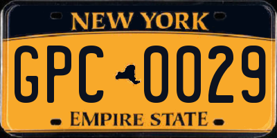 NY license plate GPC0029