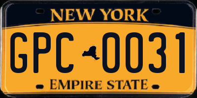 NY license plate GPC0031