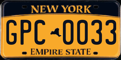 NY license plate GPC0033