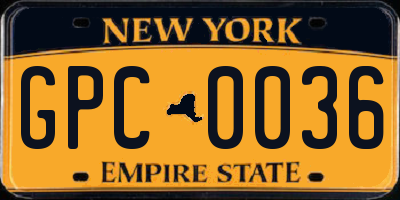 NY license plate GPC0036