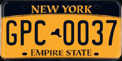 NY license plate GPC0037