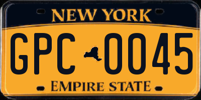 NY license plate GPC0045